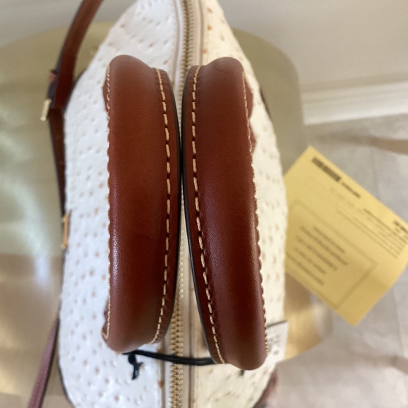 Dooney & Bourke Bone/White Ostrich Leather Dome Satchel Bag Purse Crossbody - Picture 13 of 16